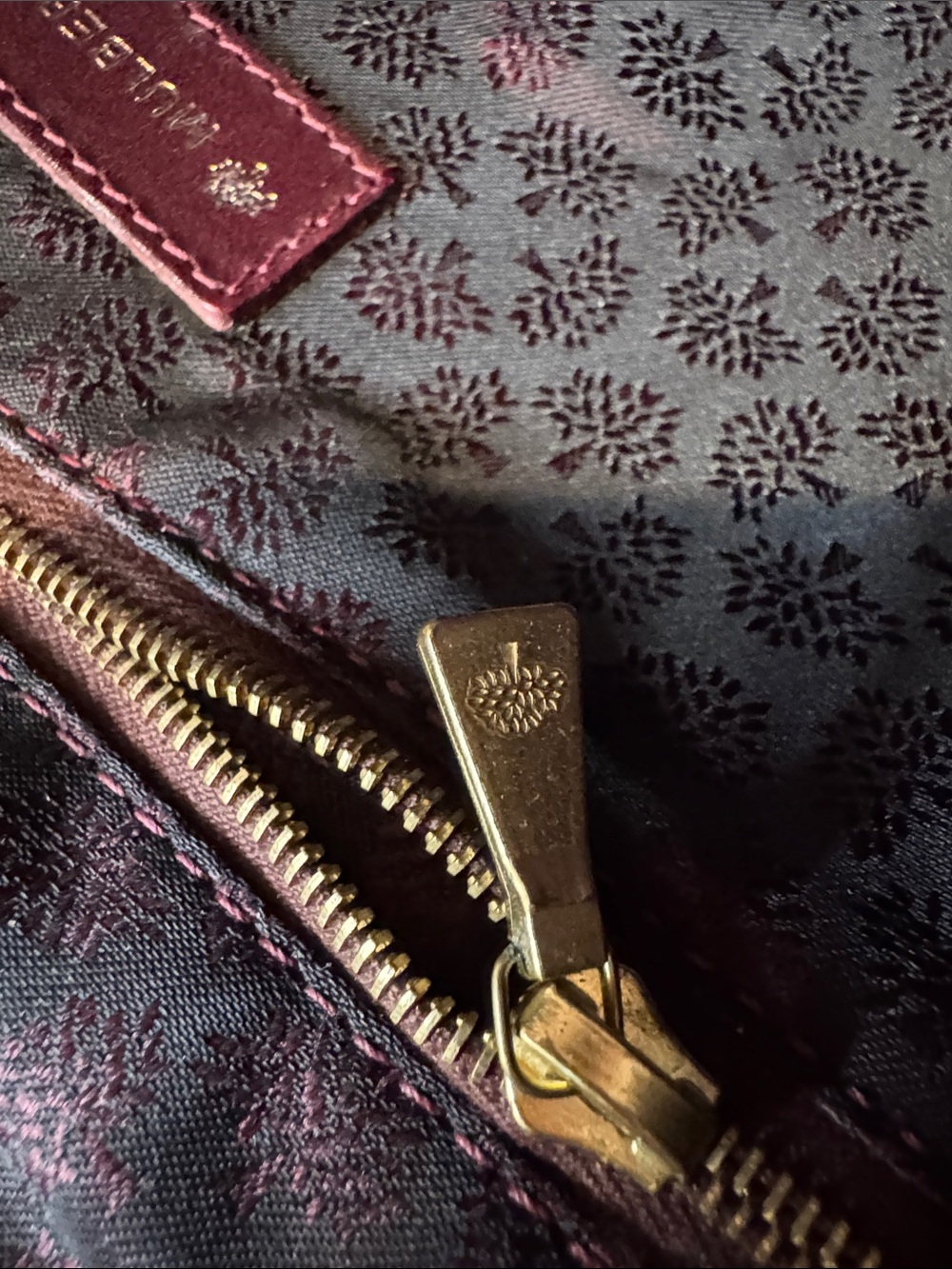 Mulberry Vintage (1980s) Burgundy Woven-Trim Shoulder Bag - Picture 12 of 16